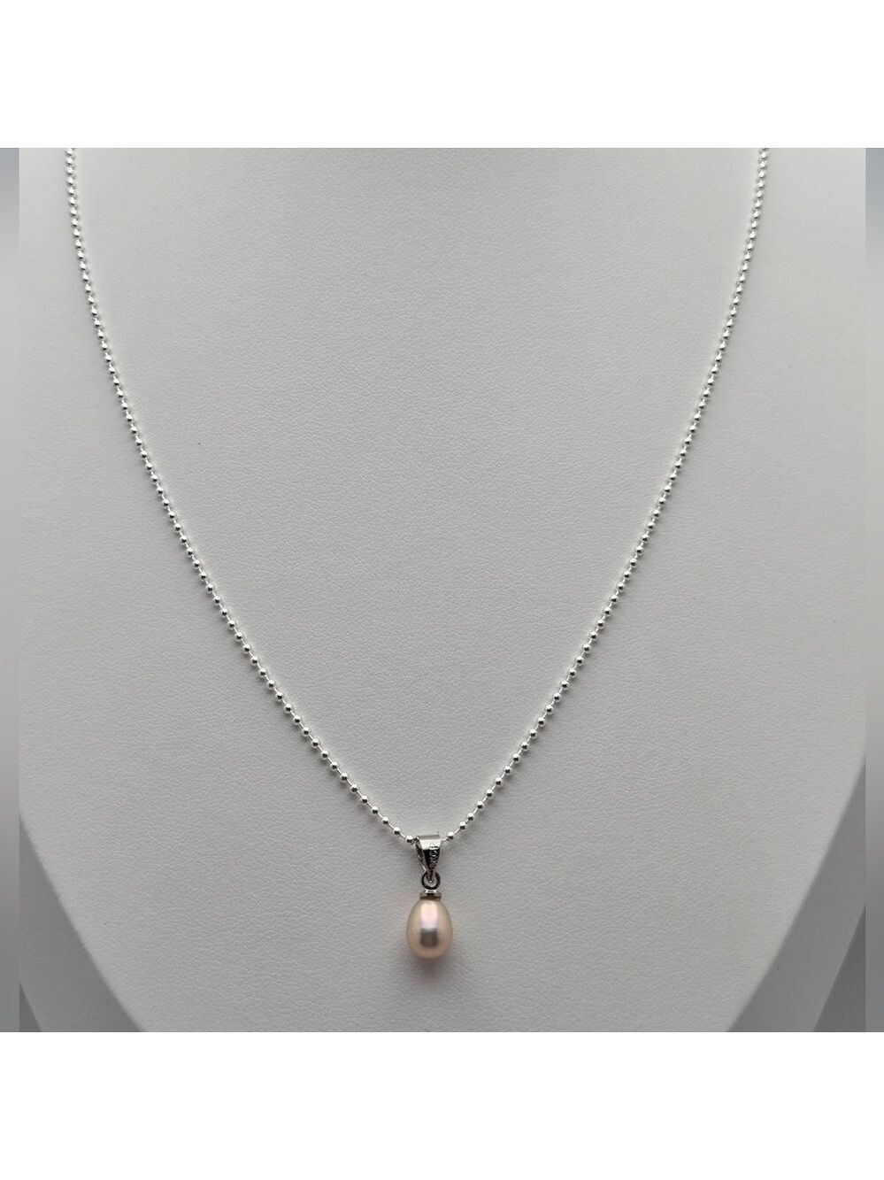 Freshwater Pink Real Pearl Necklace 18” Silver Plated Ball Chain NWOT